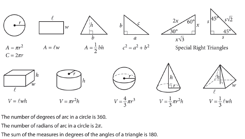 SAT Geometry and Trigonometry Formulas