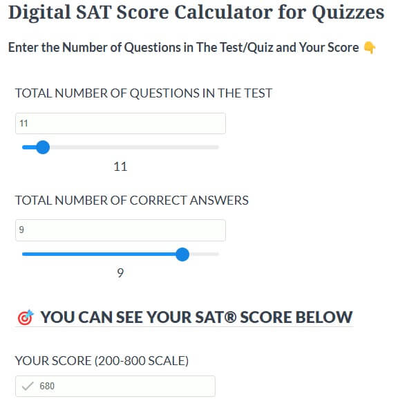 how to score a digital SAT practice test