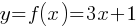 y = f(x) = 3x + 1